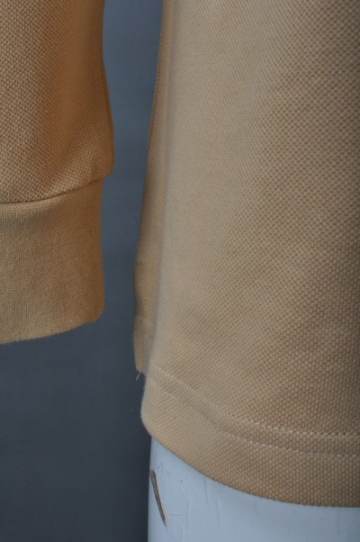 P741 來樣訂造Polo恤款式   設計長袖Polo恤款式  名牌扣  自訂淨色Polo恤款式   Polo恤製造商    米黃色 細節-7